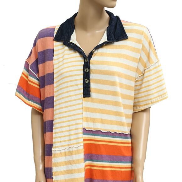 Free People Charlie Tee Tunic Mini Dress Striped Printed Oversized S New 282900 - Picture 6 of 9